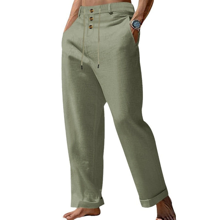 Men's casual linen pants with adjustable waistband and practical pockets Lisslune