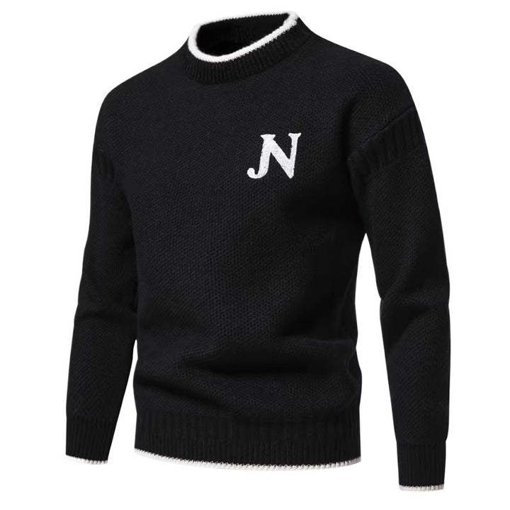 Men's Structured Knit Sweater with Round Neck Lisslune
