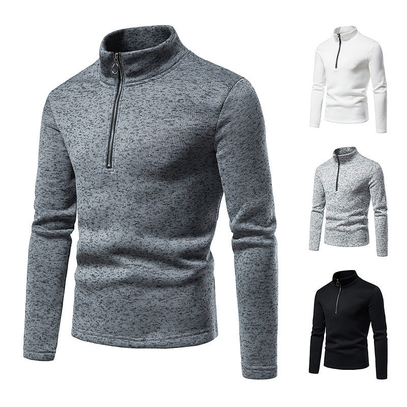 Men's sporty sweater with modern stand-up collar and practical zipper details Lisslune