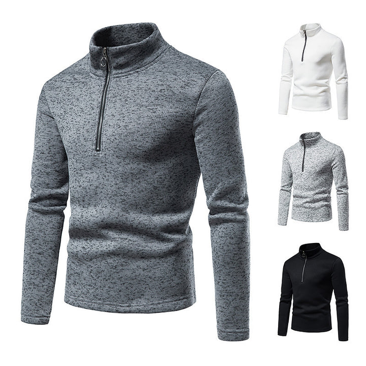 Men's sporty sweater with modern stand-up collar and practical zipper details Lisslune