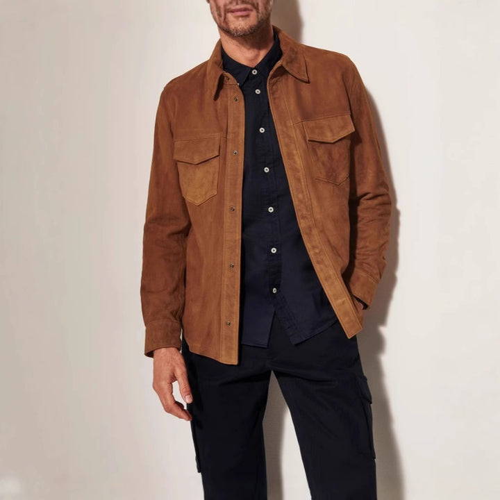 Men's Suede Jacket with two attached pockets and modern cut Lisslune