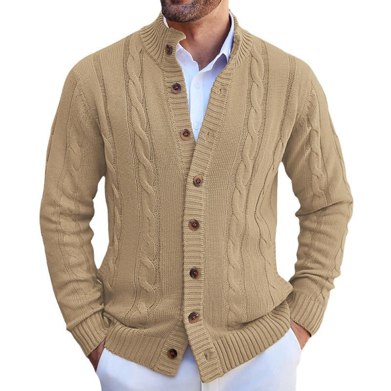 Men's cardigan with cable pattern and foldable collar Lisslune