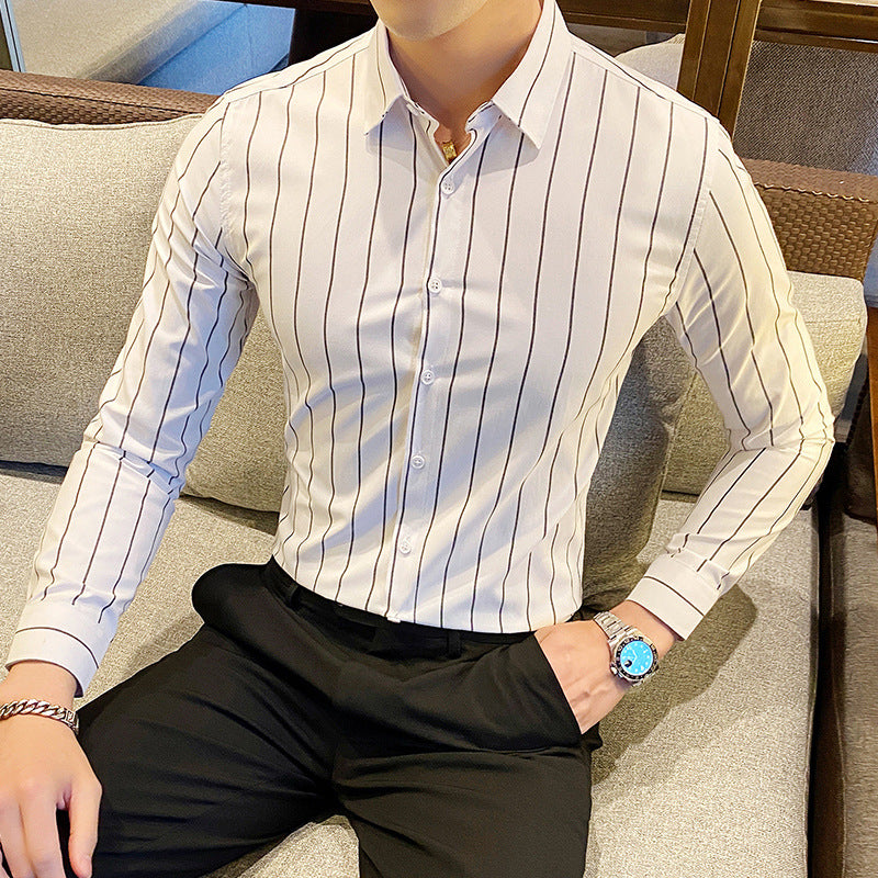 Men's elegant striped long-sleeve shirt Lisslune