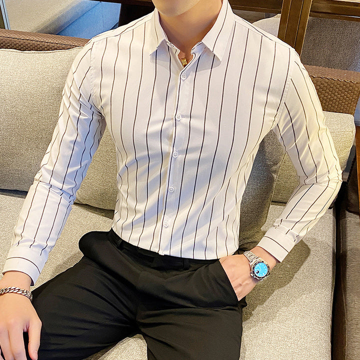 Men's elegant striped long-sleeve shirt Lisslune