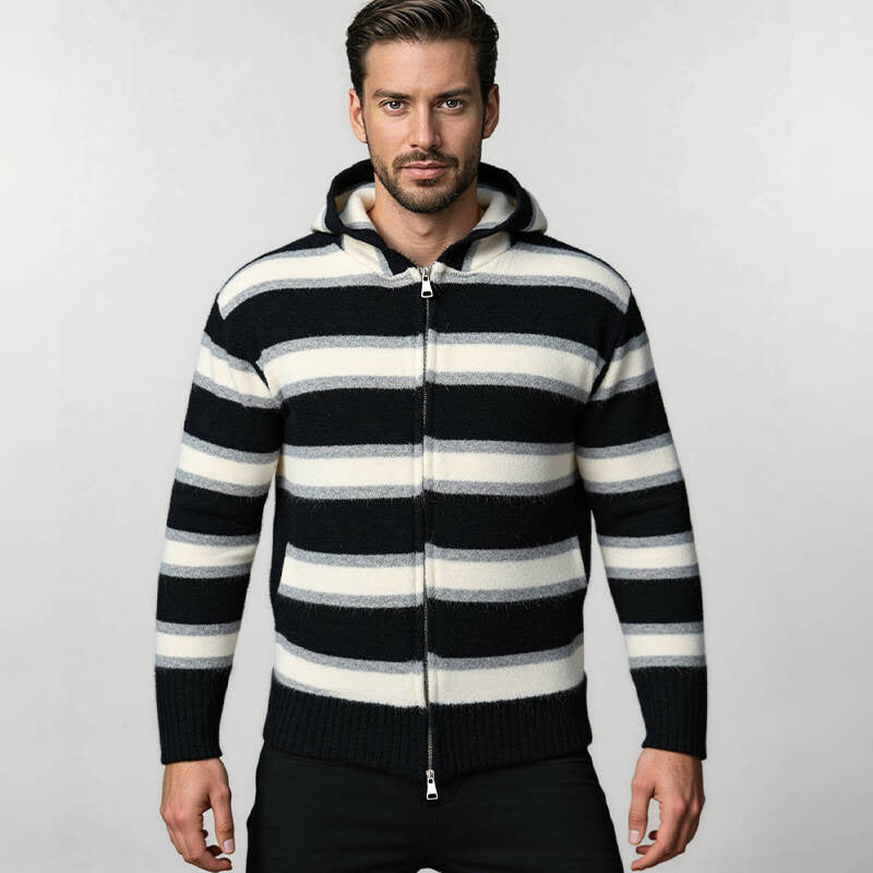 Men's hooded jacket with modern stripes and practical pockets Lisslune