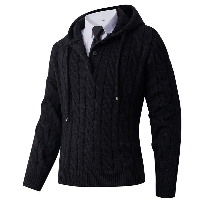 Men's cardigan with hoodie and modern cable pattern Lisslune