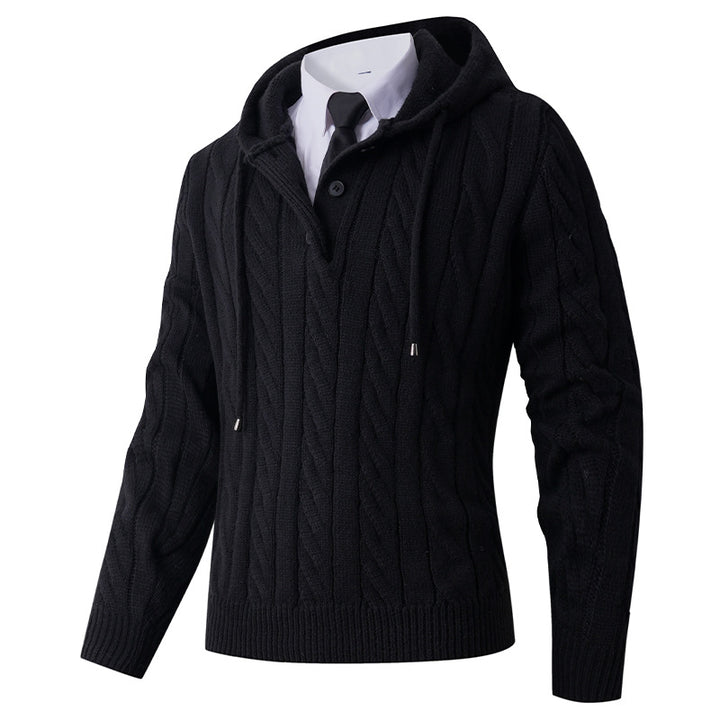 Men's cardigan with hoodie and modern cable pattern Lisslune