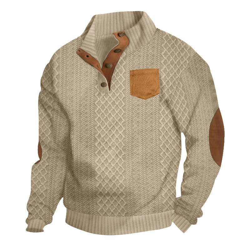 Men's knitted pullover with standing collar and contrasting details Lisslune
