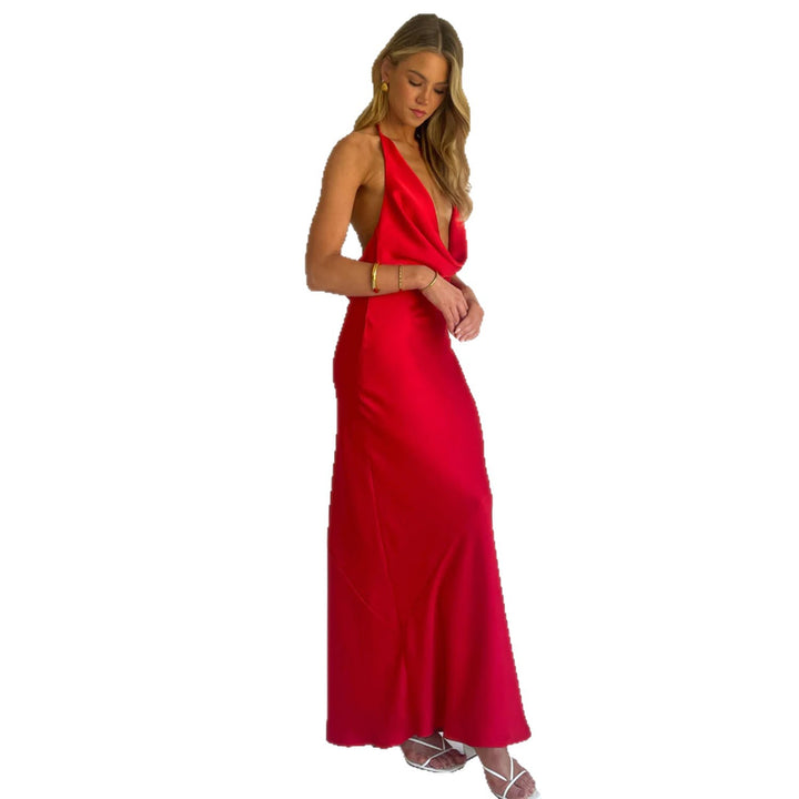 Women's maxi dress with off-the-shoulder design and elegant draping design Lune London