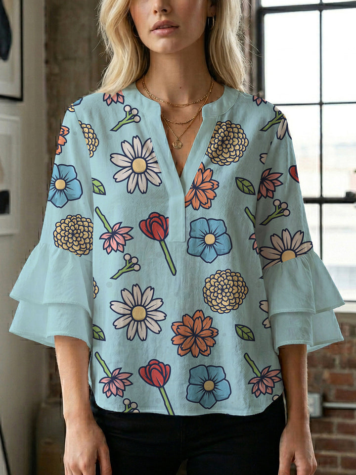 Women's artistic top with ruffled sleeves Lisslune