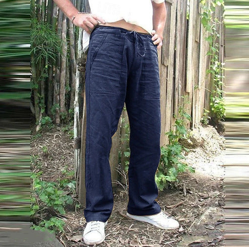 Men's casual leisure pants with practical drawstring and deep pockets Lisslune