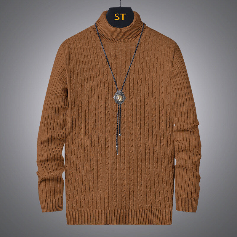 Men's turtleneck sweater with textured cable pattern Lisslune