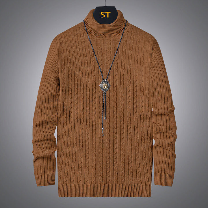 Men's turtleneck sweater with textured cable pattern Lisslune