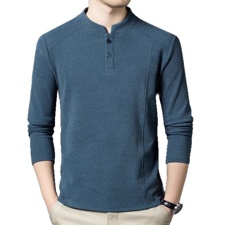 Men's long-sleeve shirt with button placket and comfortable fit Lisslune
