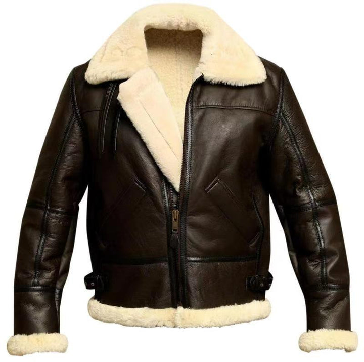 Men's lamb leather jacket with soft teddy lining Lisslune