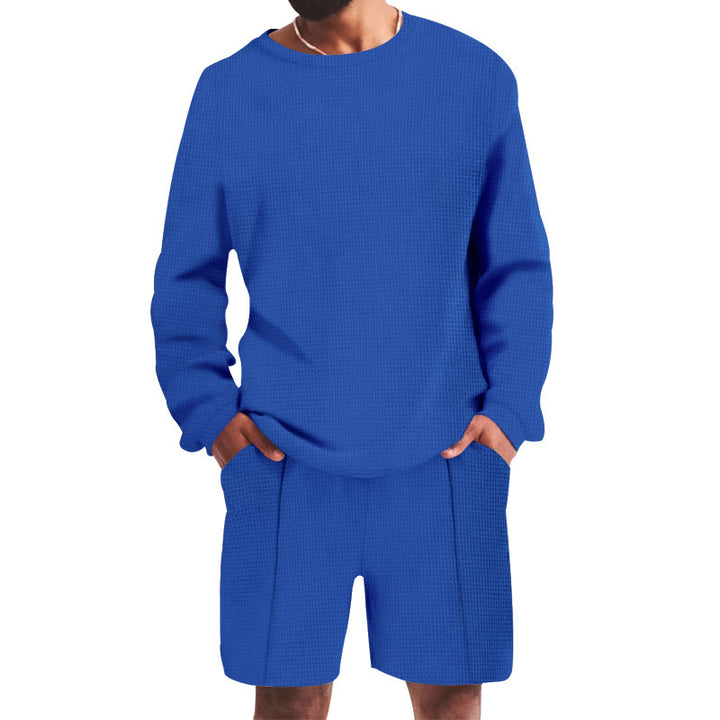 Men's casual leisure set with textured top and comfortable shorts Lisslune