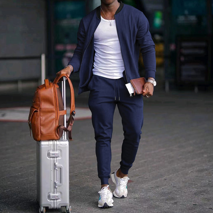 Men's sporty leisure suit with elastic waistband and practical pockets Lisslune