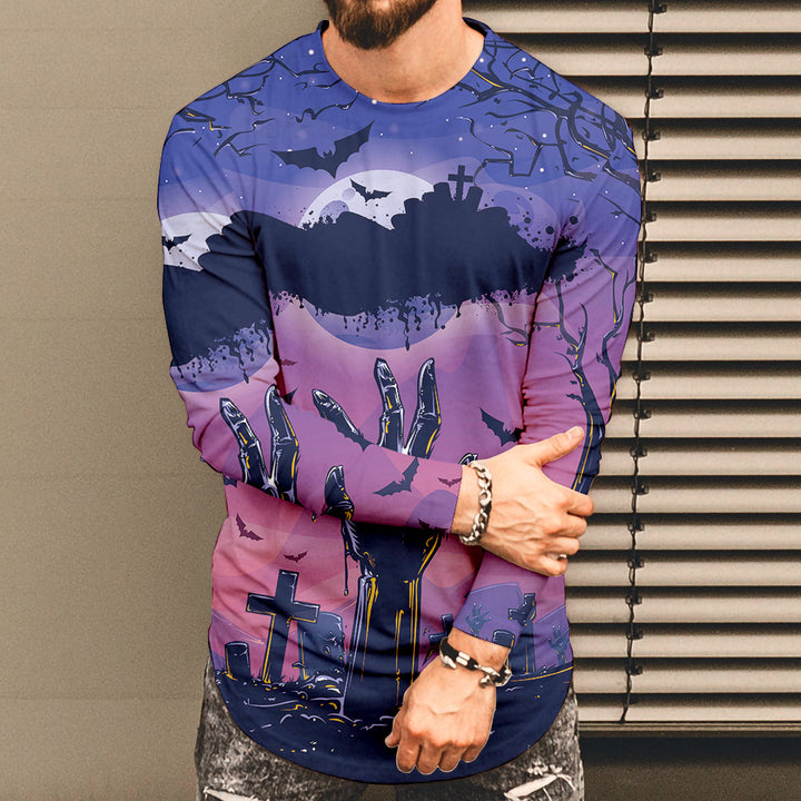 Men's long sleeve shirt with creepy Halloween motif Lisslune