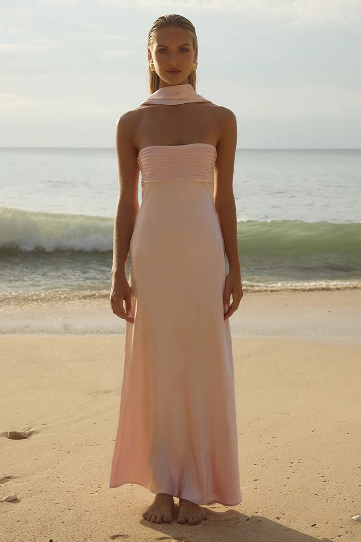 Women Elegant Maxi Dress with Off-Shoulder Design and Slim Top