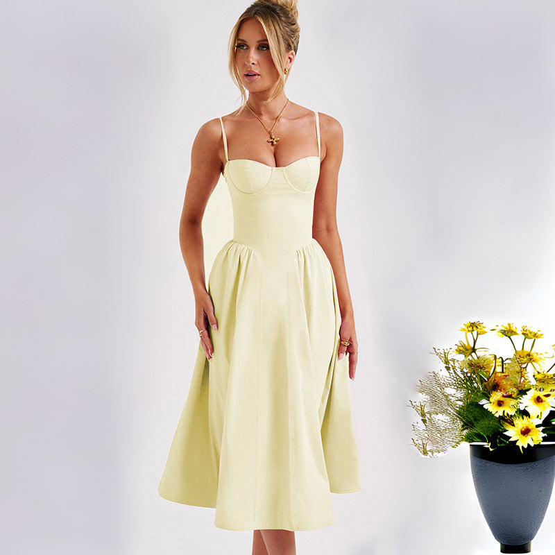 Women's midi dress with fitted bodice and flowing skirt Lisslune