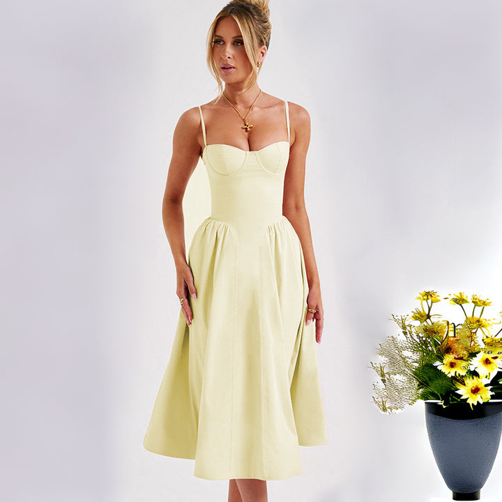 Women's midi dress with fitted bodice and flowing skirt Lisslune