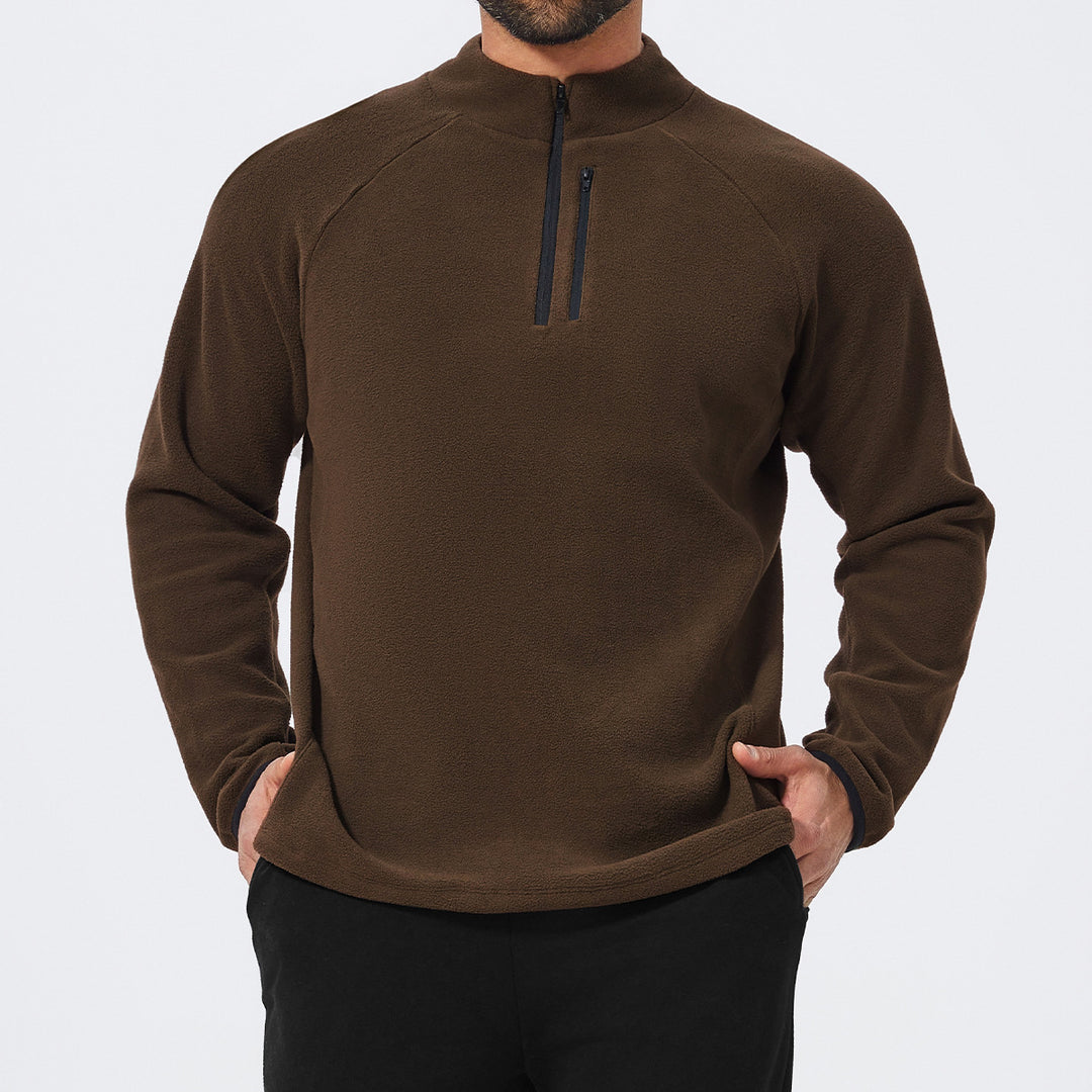 Men's Fleece Pullover with Stand-Up Collar Lisslune