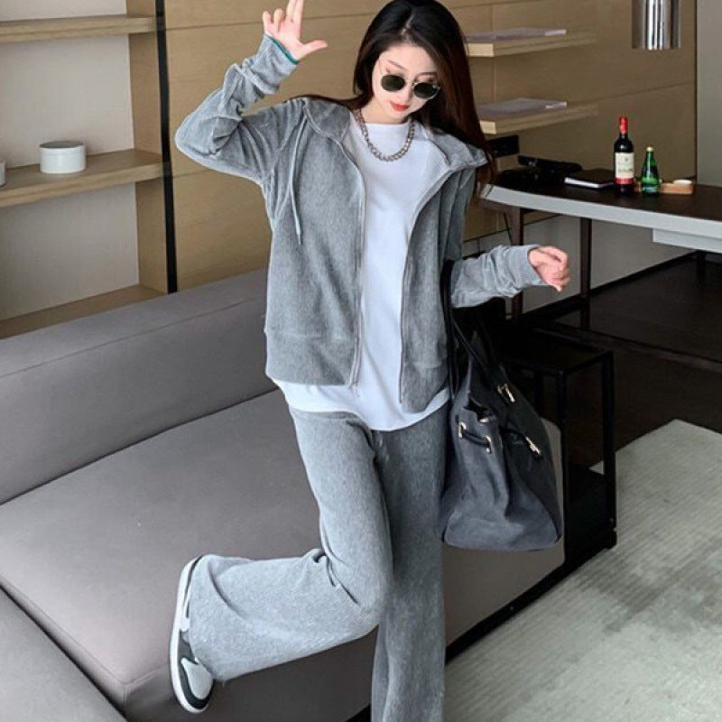 Women's Cozy Sports Set with Zipper and Loose Fit Lisslune