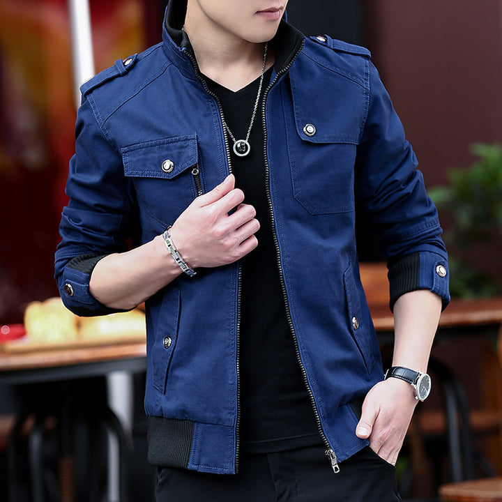 Men's stylish casual jacket with practical pockets and stand collar Lisslune