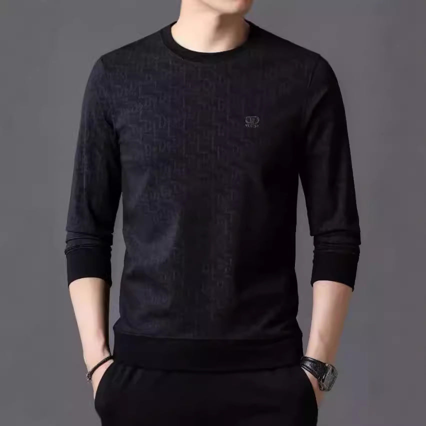 Men's Fashion Long Sleeve Shirt with Elegant Writing Lisslune