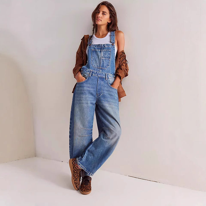 Women's casual denim overalls in a modern cut with adjustable straps Lisslune