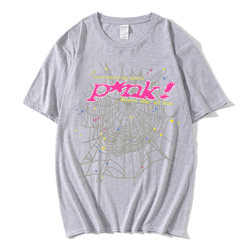 Women's casual T-shirt with creative spider web design Lisslune
