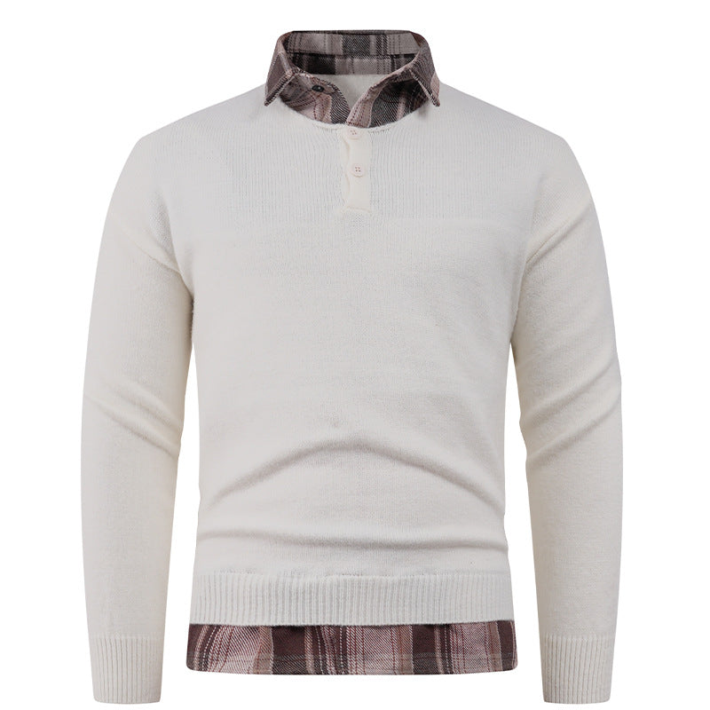 Men's sweater with integrated shirt collar and button details Lisslune