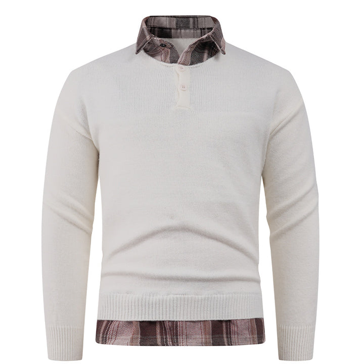 Men's sweater with integrated shirt collar and button details Lisslune