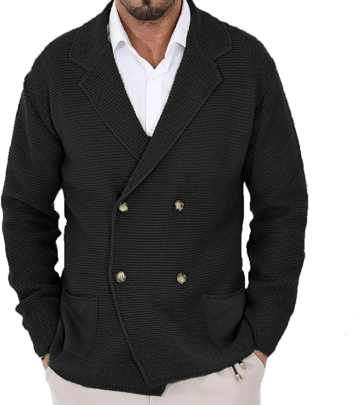Men's cardigan with fashionable shawl collar and decorative buttons Lisslune