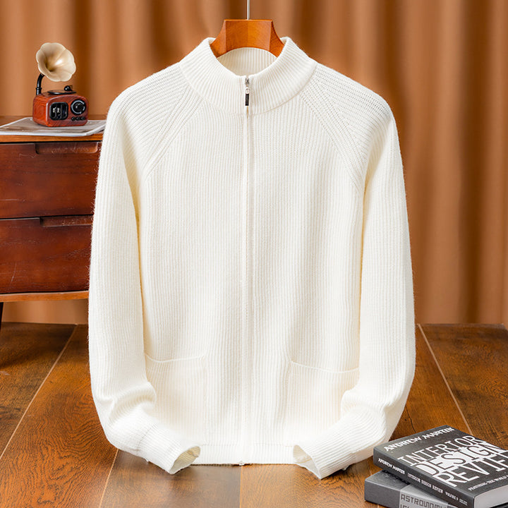 Men's Lightweight Cardigan with Textured Zipper and Practical Pockets Lisslune