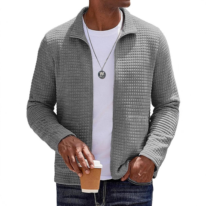 Men's casual cardigan with practical insert pockets and stylish waffle pattern Lisslune