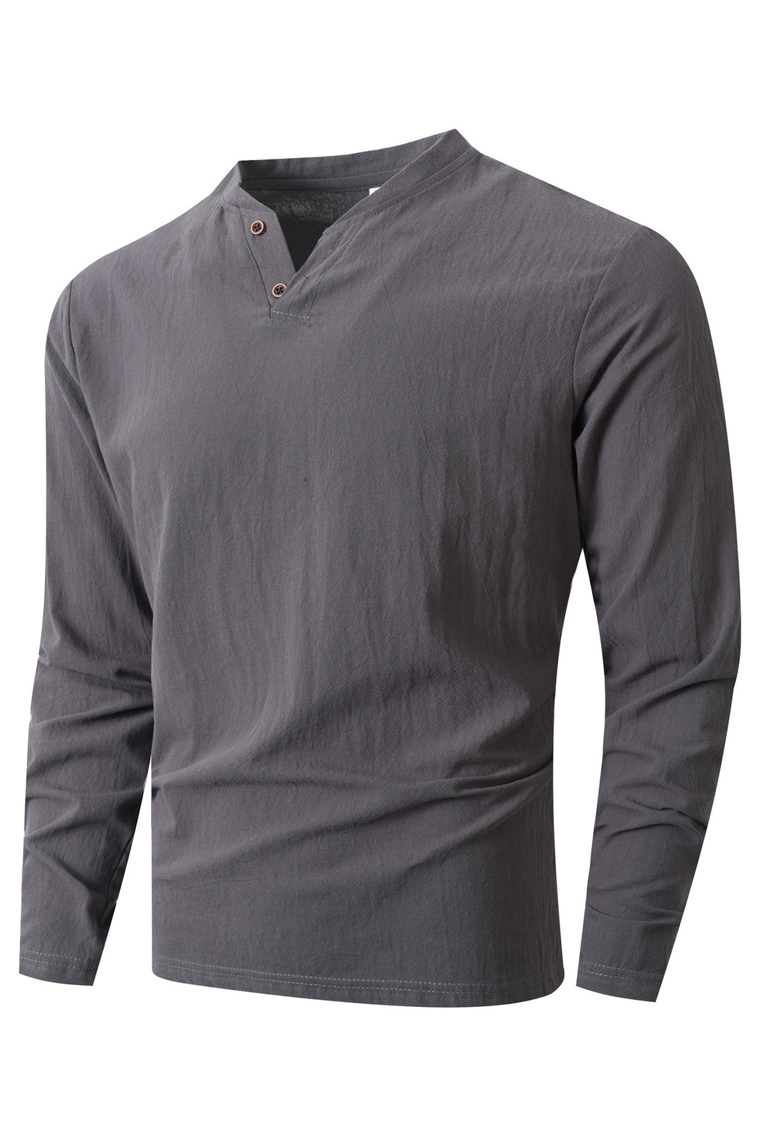 Men's long sleeve shirt with modern stand-up collar and button details Lisslune