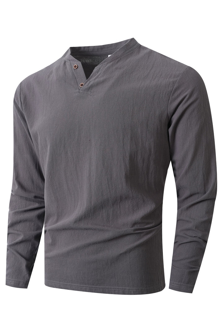 Men's Long Sleeve Shirt with Modern Stand-Up Collar and Elegant Buttons Lisslune