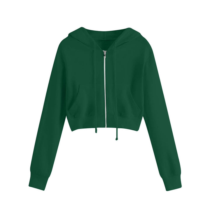 Women's cropped hoodie jacket with zipper and kangaroo pocket Lisslune