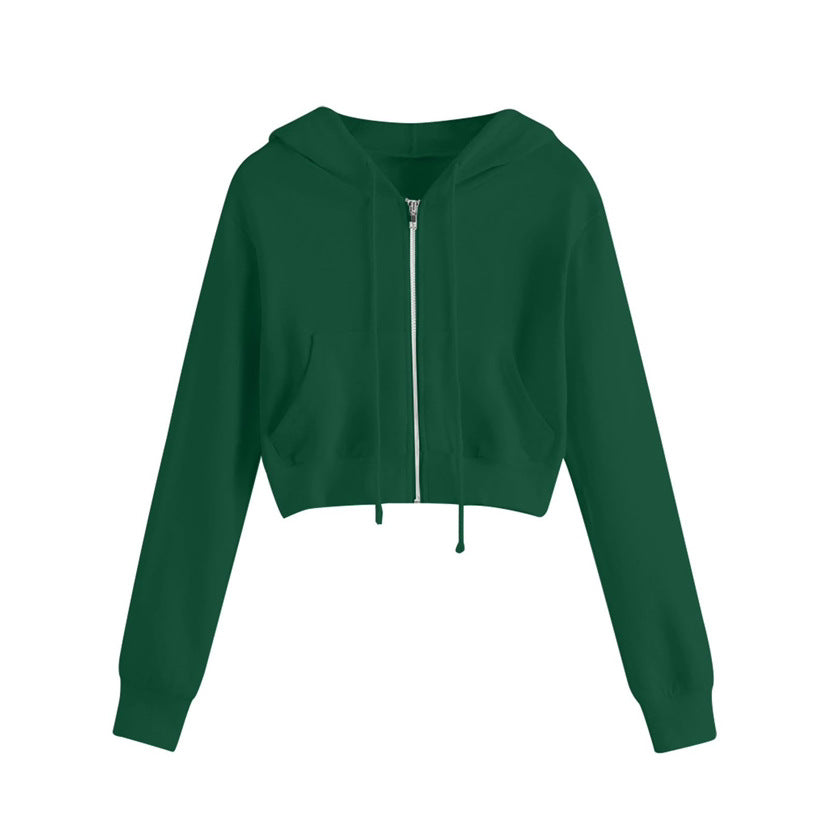 Women's short hooded top with practical pockets and zipper Lisslune