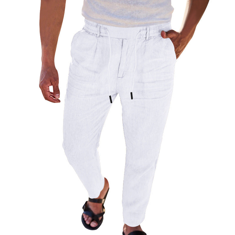 Men's Casual Linen Pants with Elastic Waistband and Practical Side Pockets Lisslune