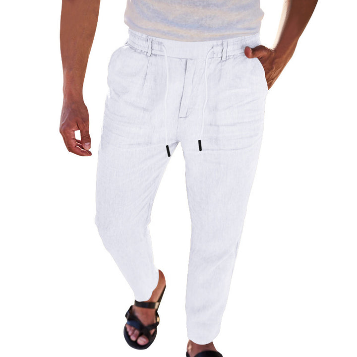 Men's Casual Linen Pants with Elastic Waistband and Practical Side Pockets Lisslune