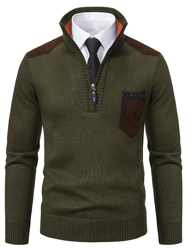 Men's stylish sweater with stand-up collar and practical zipper Lisslune