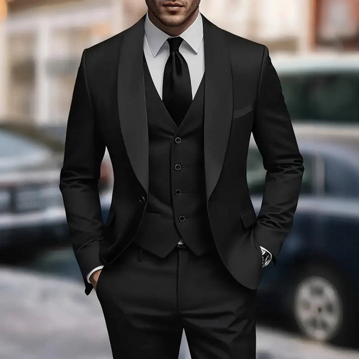 Men's elegant suit with slim fit and luxurious satin lapel Lisslune