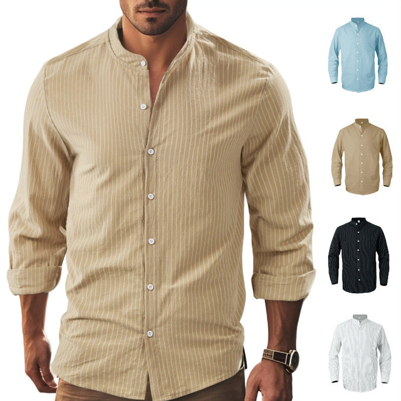 Men's Long Sleeve Shirt with Textured Design and Elegant Button Placket Lisslune