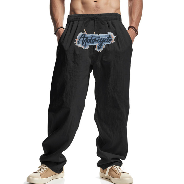 Men's Comfortable Leisure Pants with Elastic Waistband and Side Pockets Lisslune