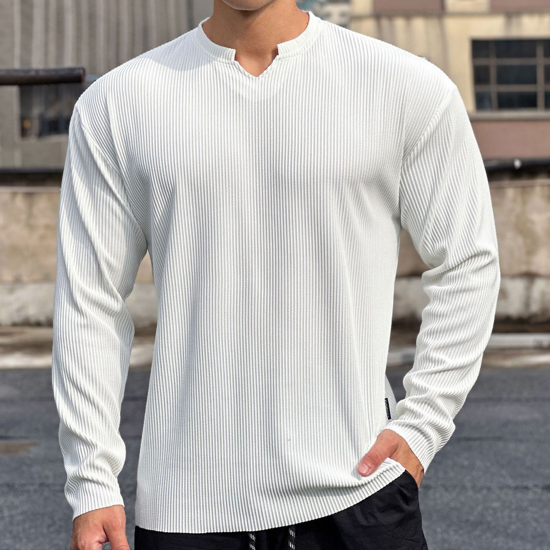 Men's long sleeve shirt with innovative rib design and stylish stand-up collar Lisslune