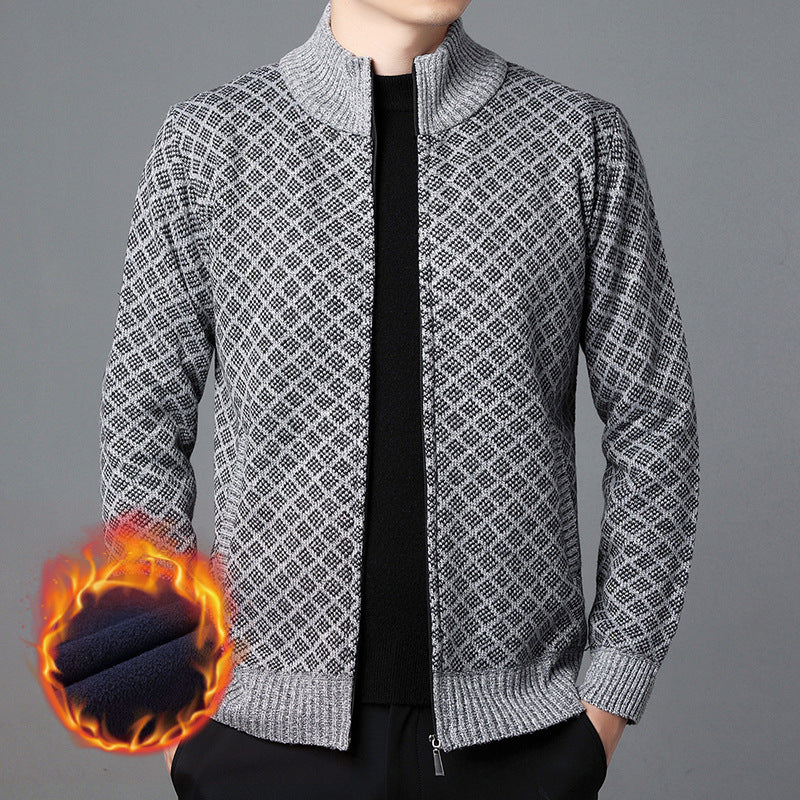 Men's cardigan with high collar and innovative pattern Lisslune