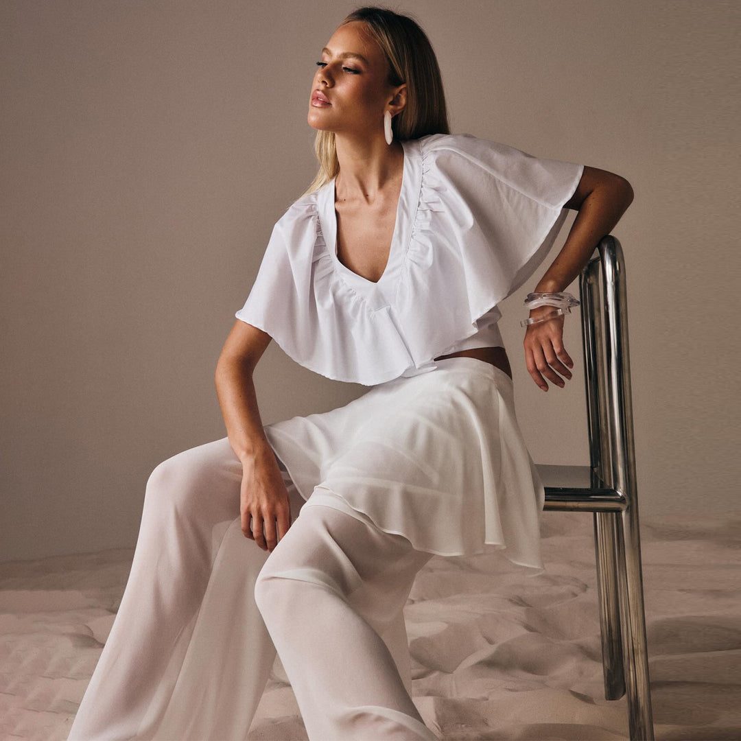 Women’s leisure set with casual top and wide trousers
