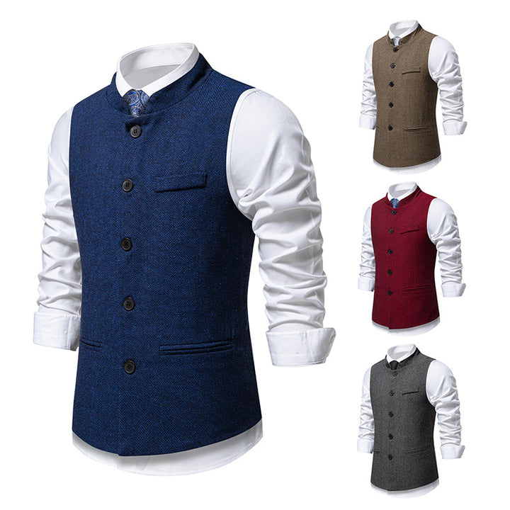 Men's elegant knitted vest with V-neck and button details Lisslune